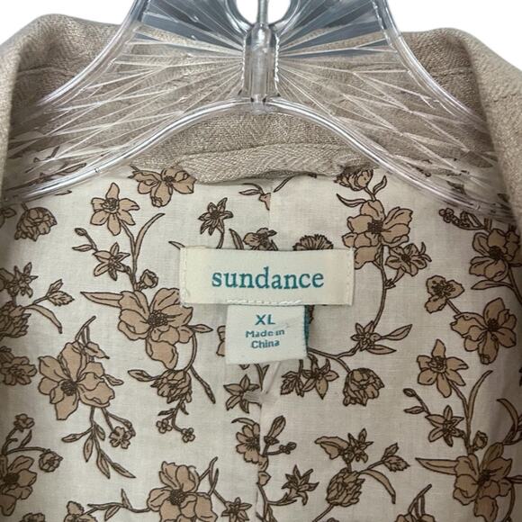 Sundance 100% Linen Blazer Women’s XL Beige Cotton Lined Single Button Jacket - Picture 2 of 6